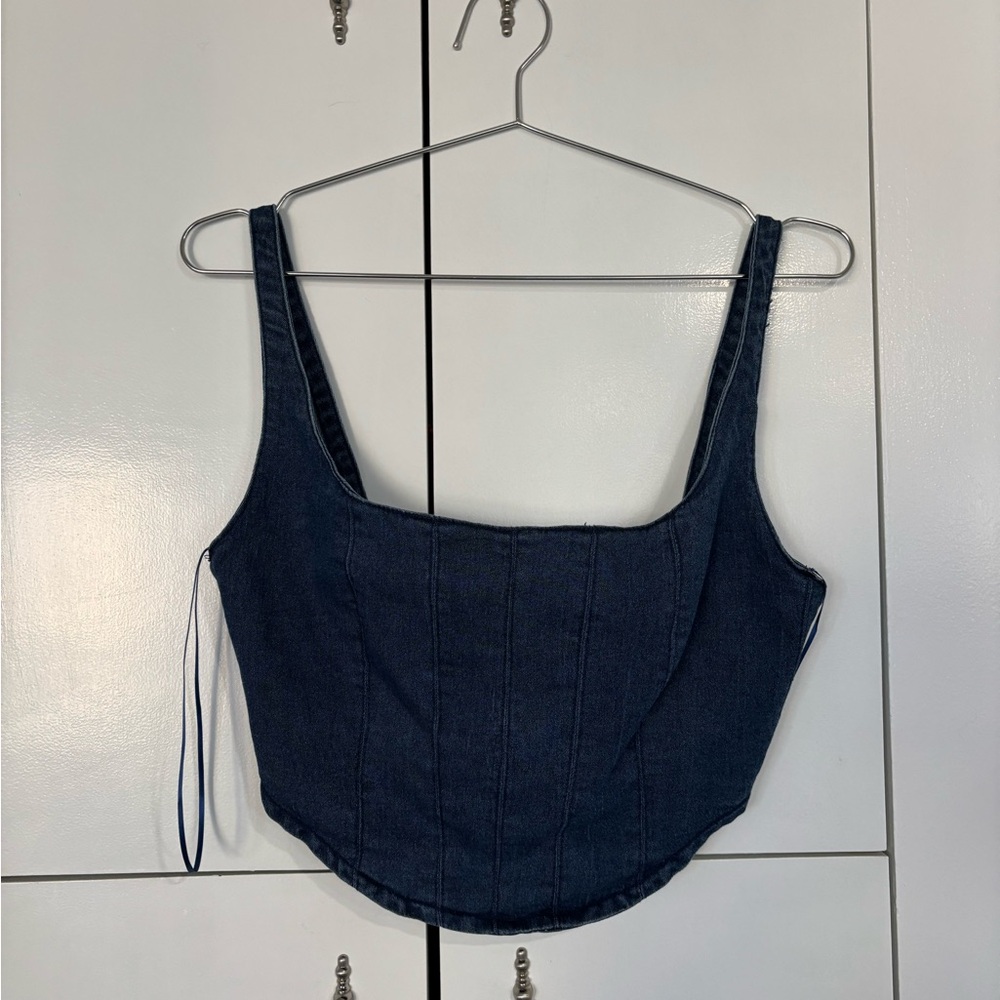 Signature8 Dark Blue Denim Corset Crop Top